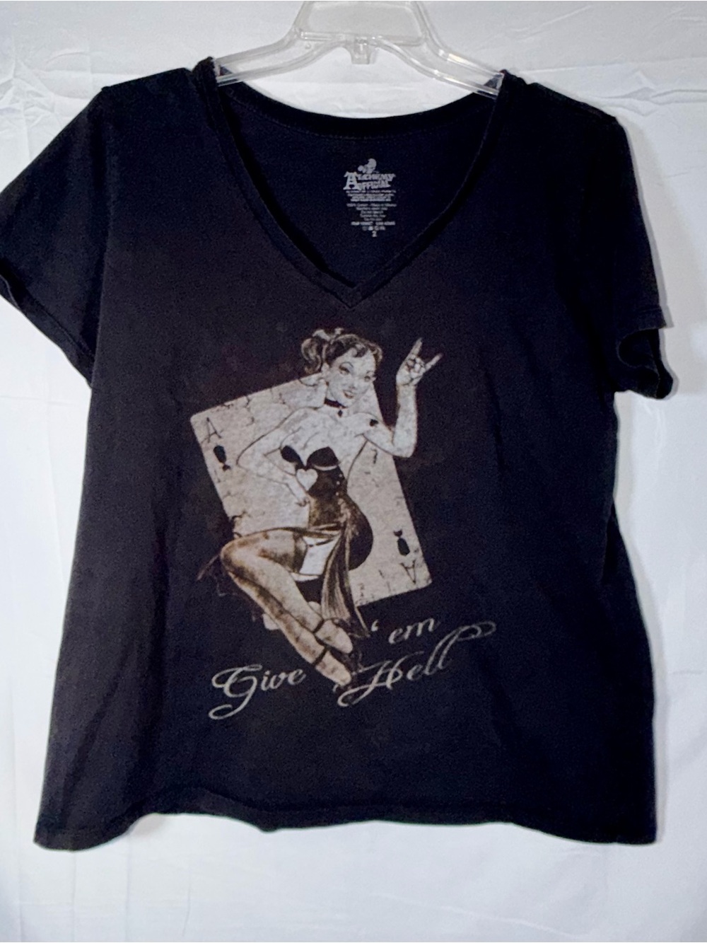 Torrid Graphic V-Neck with Pin-Up Girl Give ‘em Hell Alchemy Official